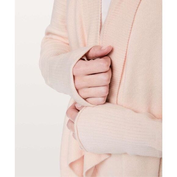 Lululemon Find Your Calm Wrap cardigan Chantilly peachy pink cotton silk blend - Picture 5 of 16